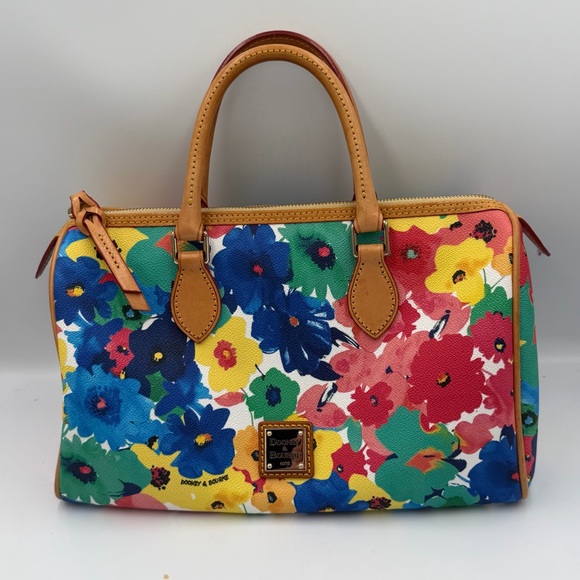 Dooney & Bourke Somerset WaterColor Multicolor Floral Printed Barrel Purse Bag - Picture 1 of 16